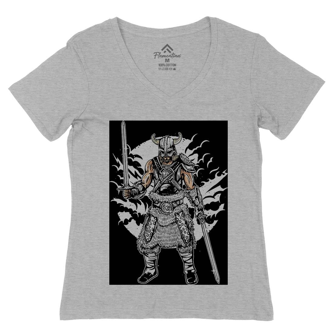 Dark Viking Womens Organic V-Neck T-Shirt Warriors A520
