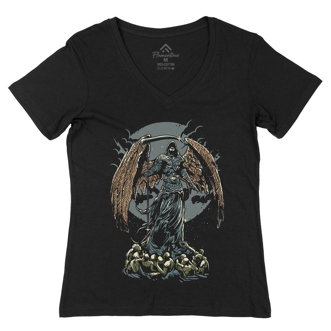 Darkness Womens Organic V-Neck T-Shirt Horror A521