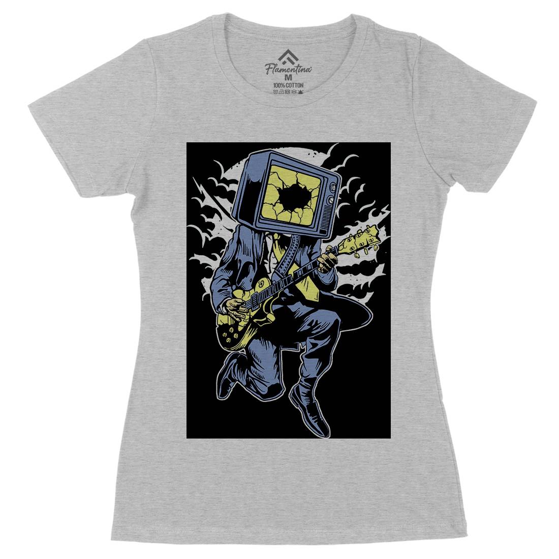 Death Rock Womens Organic Crew Neck T-Shirt Music A522