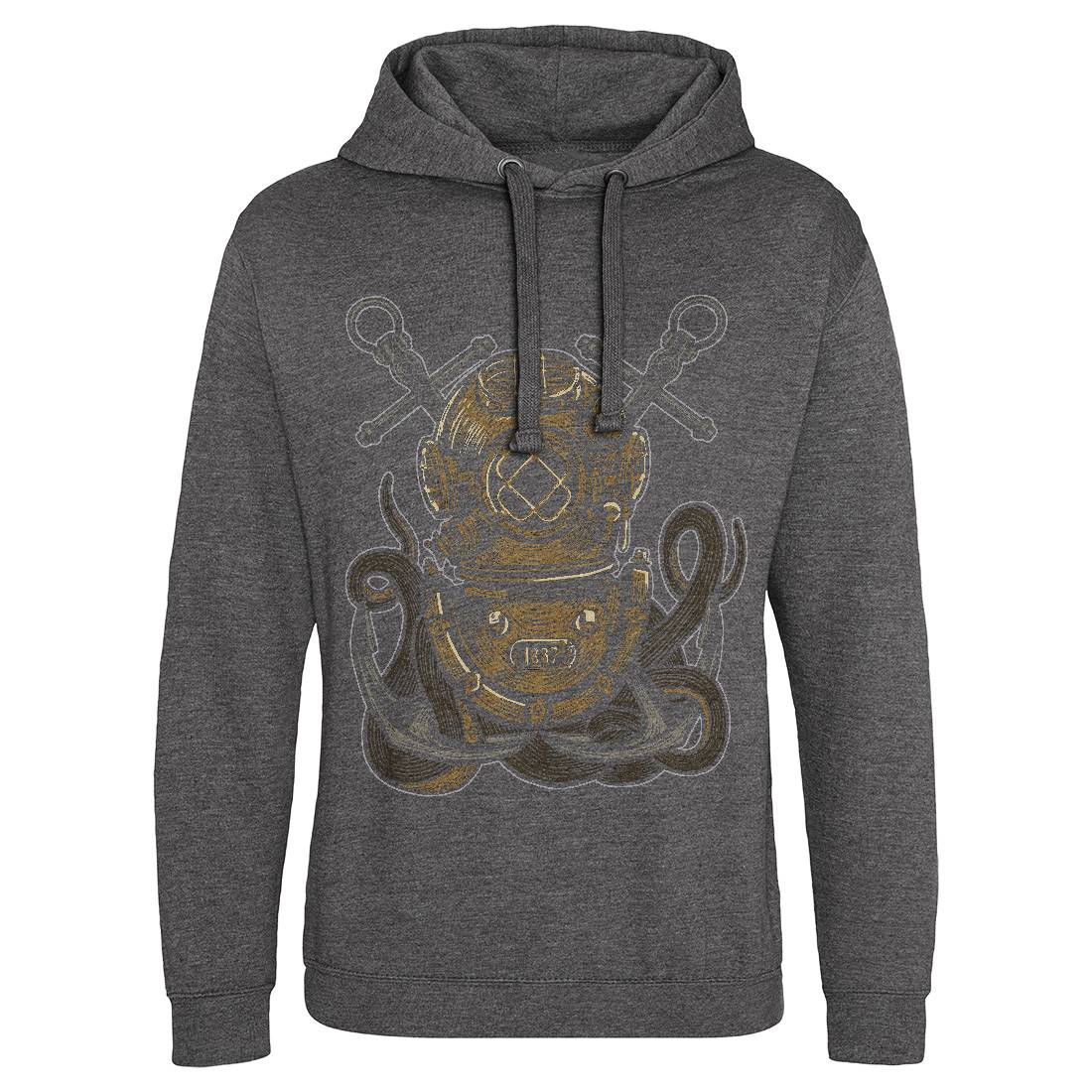 Diver Octopus Mens Hoodie Without Pocket Navy A524