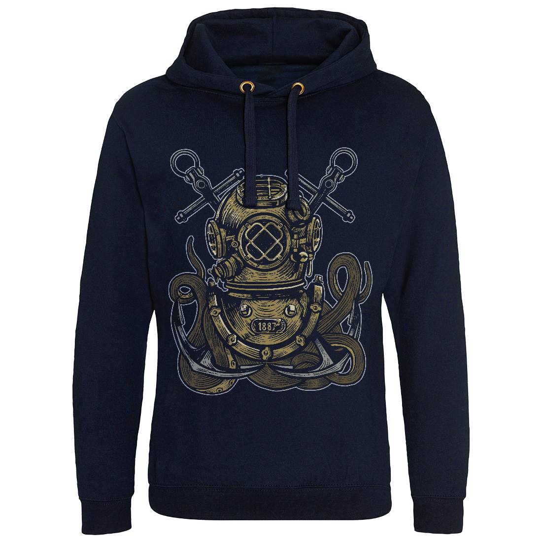 Diver Octopus Mens Hoodie Without Pocket Navy A524