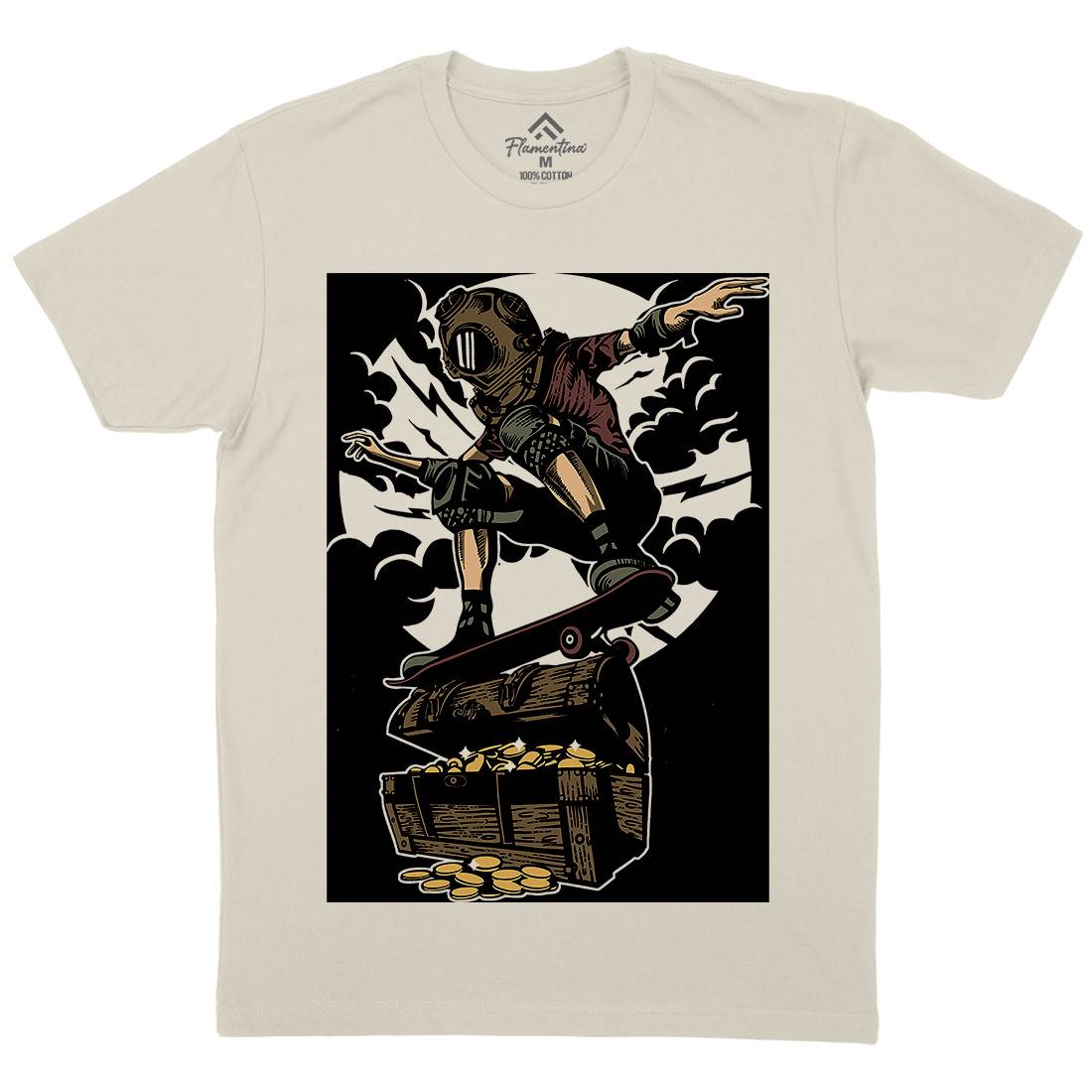 Diver Skater Mens Organic Crew Neck T-Shirt Navy A525