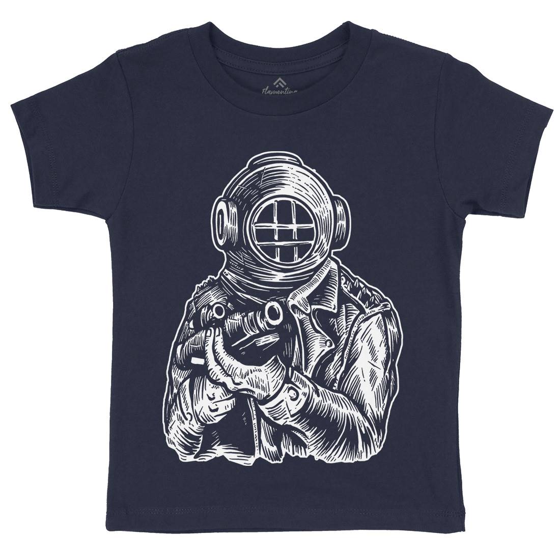 Diver Soldier Kids Organic Crew Neck T-Shirt Navy A526