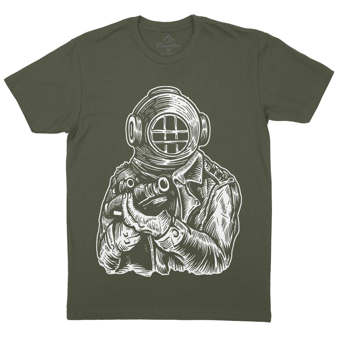Diver Soldier Mens Organic Crew Neck T-Shirt Navy A526