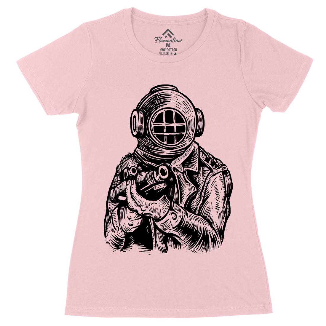 Diver Soldier Womens Organic Crew Neck T-Shirt Navy A526