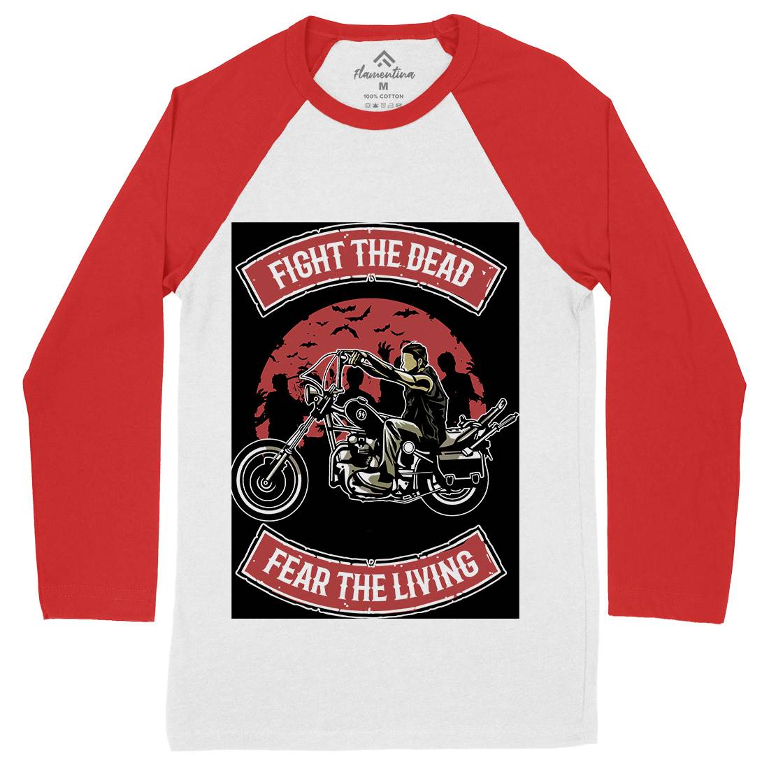 Fight The Dead Mens Long Sleeve Baseball T-Shirt Motorcycles A528