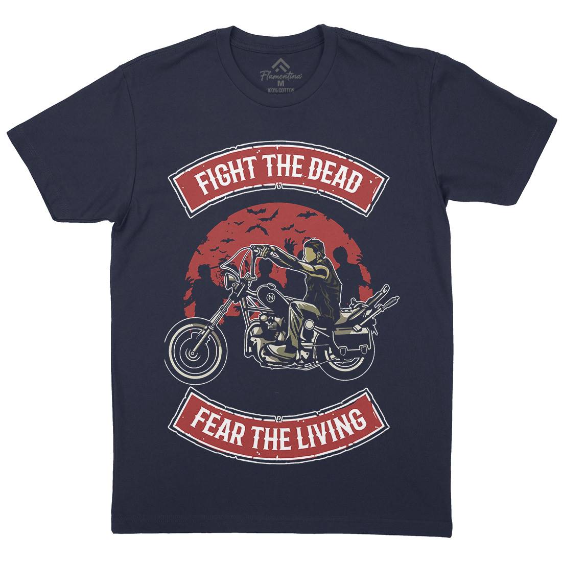 Fight The Dead Mens Organic Crew Neck T-Shirt Motorcycles A528