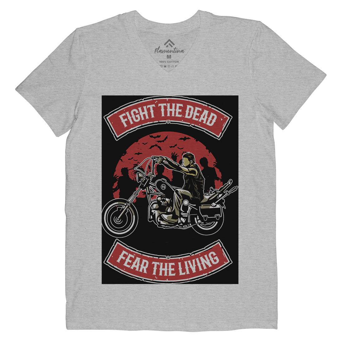 Fight The Dead Mens Organic V-Neck T-Shirt Motorcycles A528