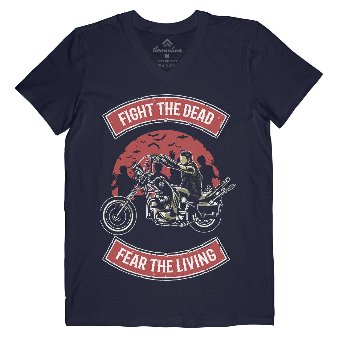 Fight The Dead Mens Organic V-Neck T-Shirt Motorcycles A528