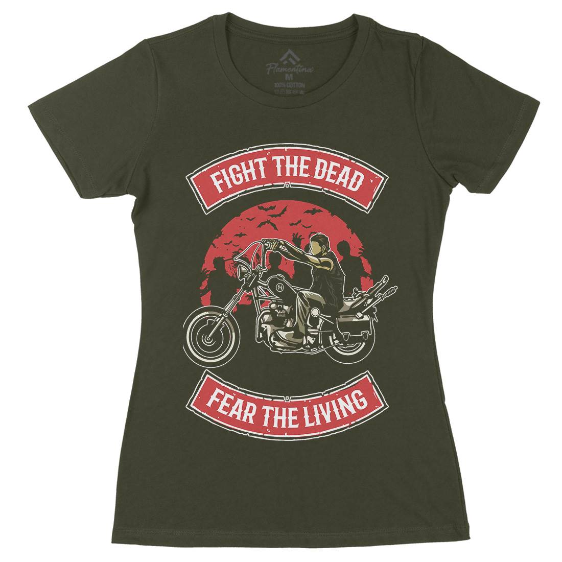 Fight The Dead Womens Organic Crew Neck T-Shirt Motorcycles A528