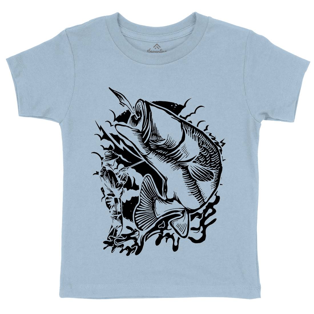 Fisherman Kids Crew Neck T-Shirt Fishing A529