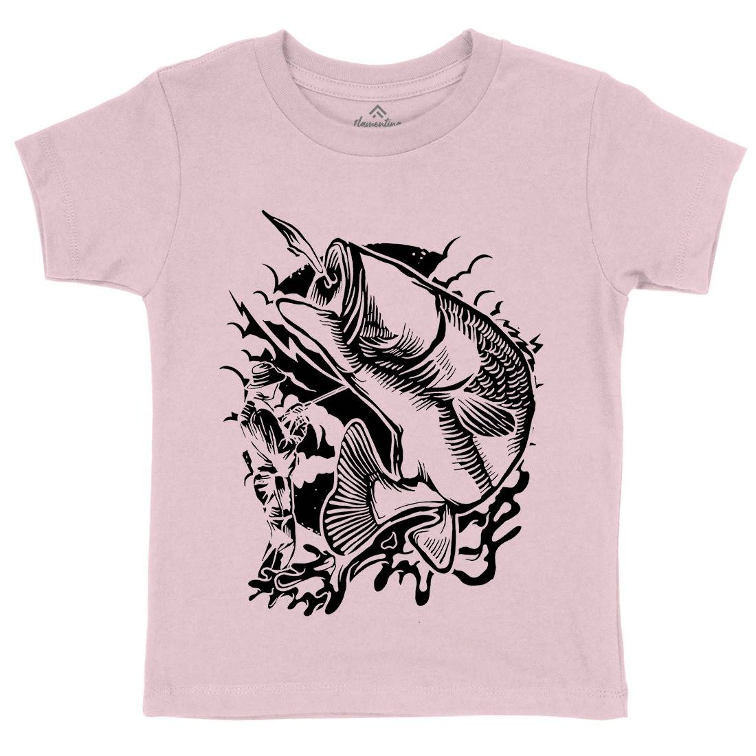 Fisherman Kids Crew Neck T-Shirt Fishing A529