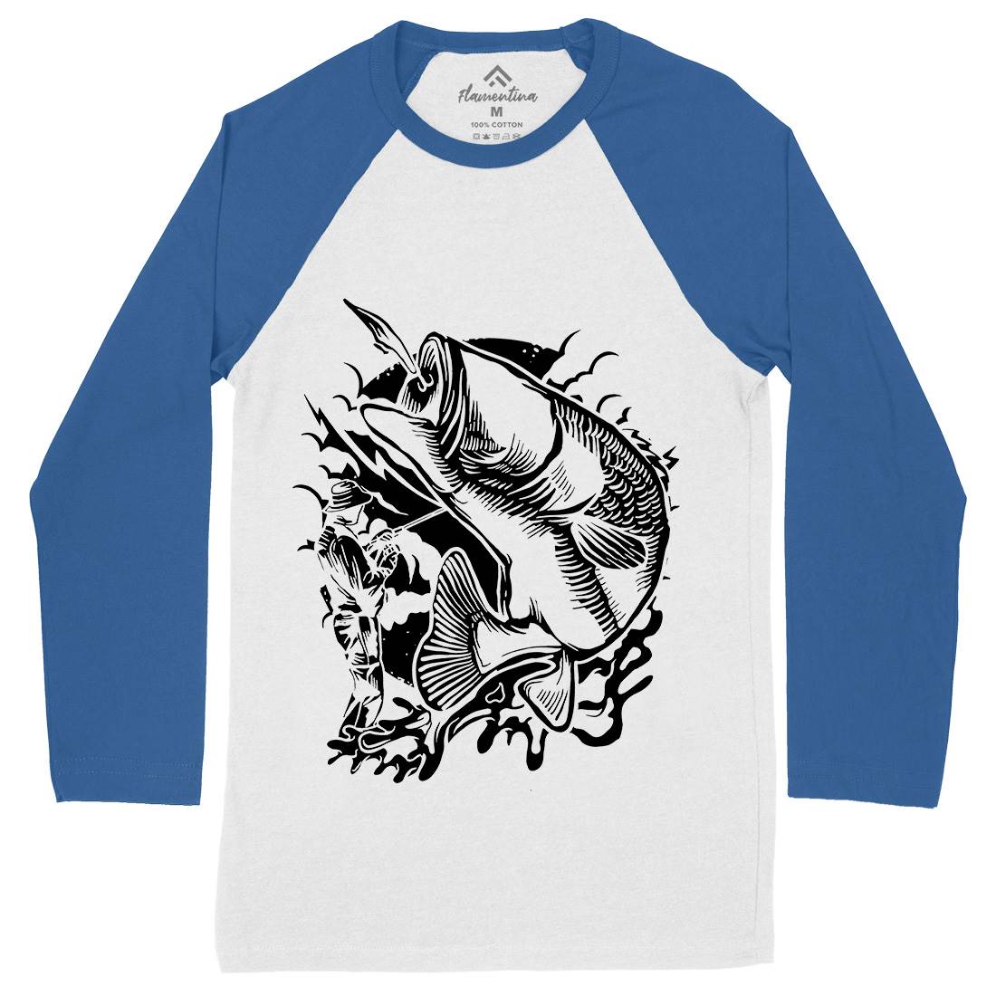 Fisherman Mens Long Sleeve Baseball T-Shirt Fishing A529