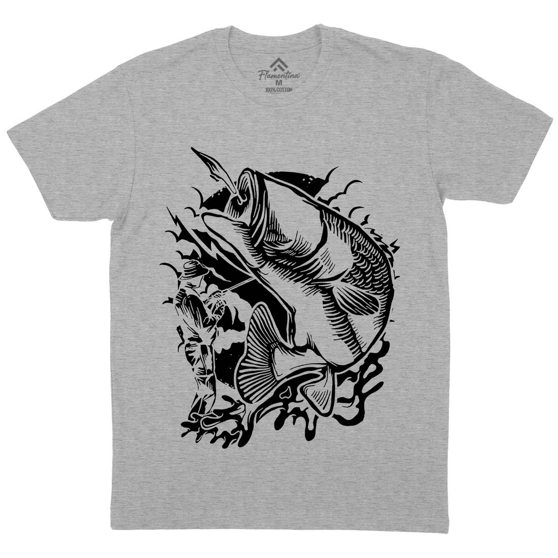 Fisherman Mens Organic Crew Neck T-Shirt Fishing A529