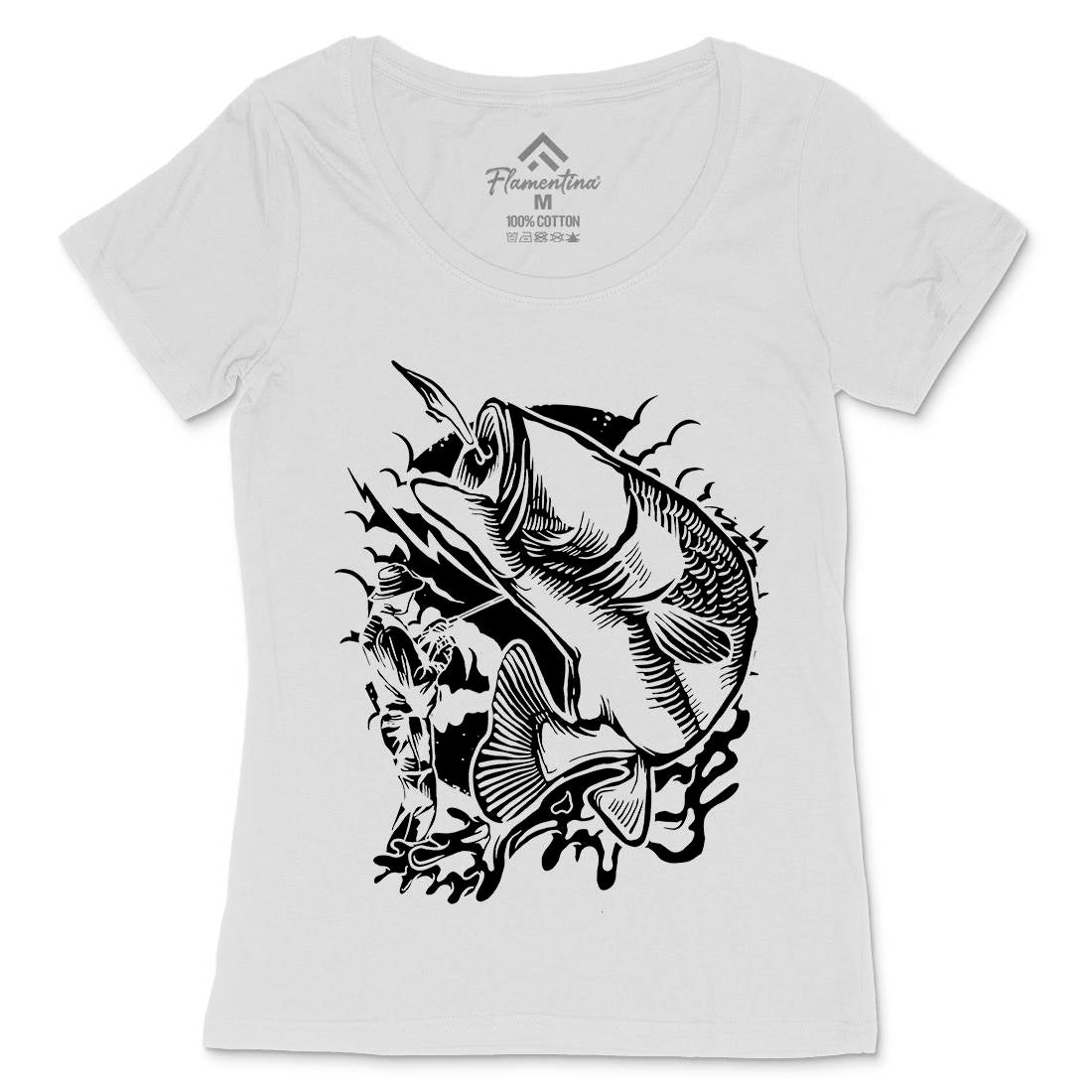 Fisherman Womens Scoop Neck T-Shirt Fishing A529