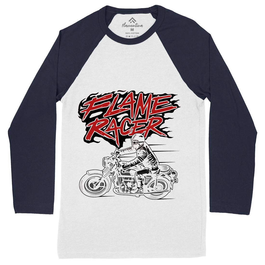 Flame Racer Mens Long Sleeve Baseball T-Shirt Motorcycles A530