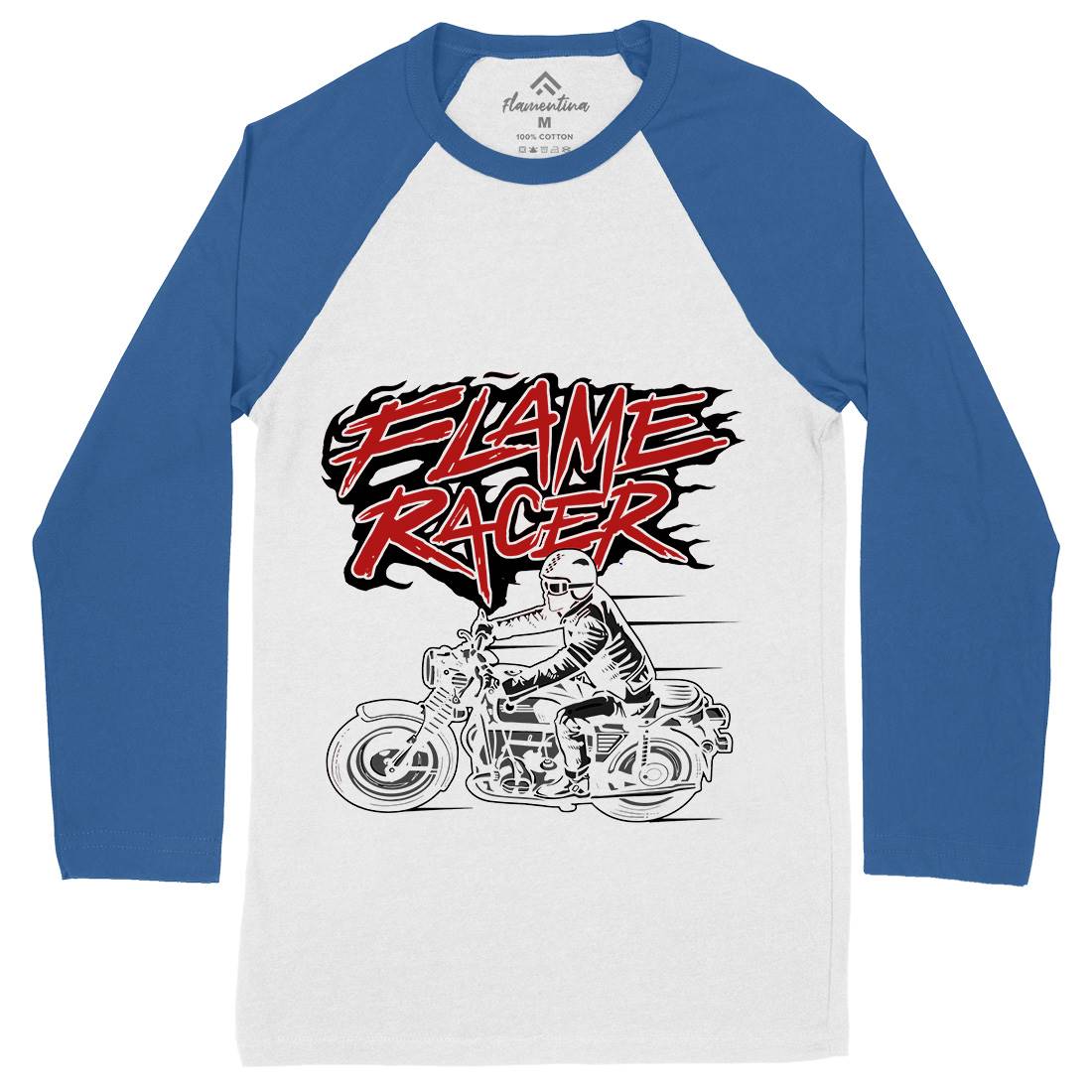 Flame Racer Mens Long Sleeve Baseball T-Shirt Motorcycles A530
