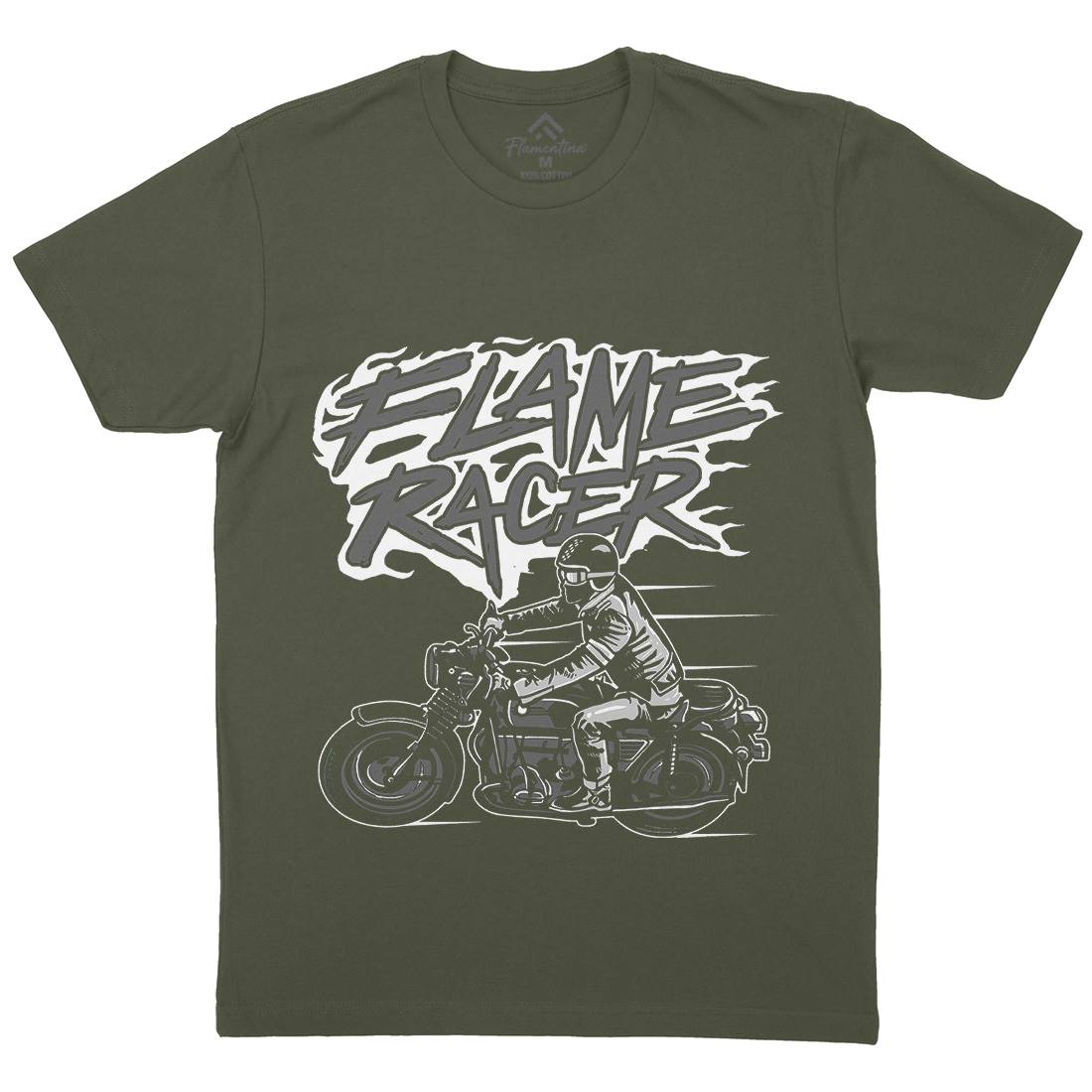 Flame Racer Mens Organic Crew Neck T-Shirt Motorcycles A530