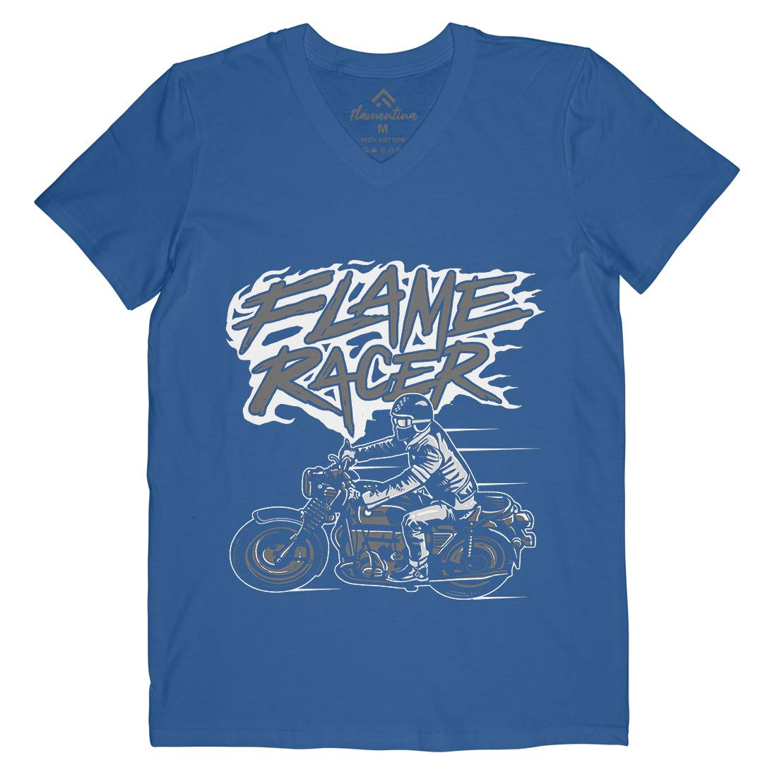 Flame Racer Mens V-Neck T-Shirt Motorcycles A530