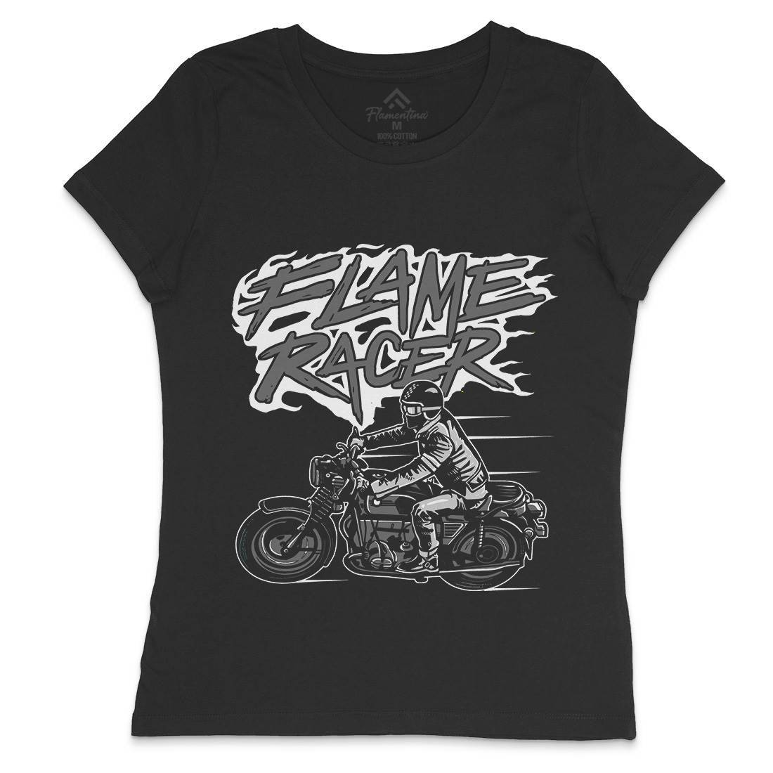 Flame Racer Womens Crew Neck T-Shirt Motorcycles A530