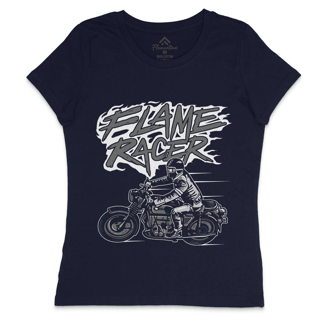Flame Racer Womens Crew Neck T-Shirt Motorcycles A530