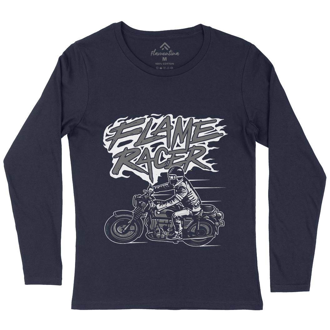 Flame Racer Womens Long Sleeve T-Shirt Motorcycles A530