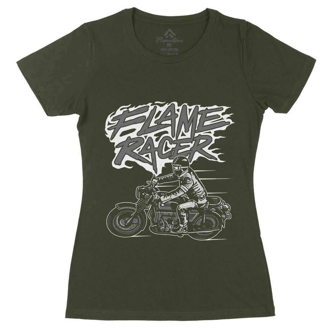 Flame Racer Womens Organic Crew Neck T-Shirt Motorcycles A530