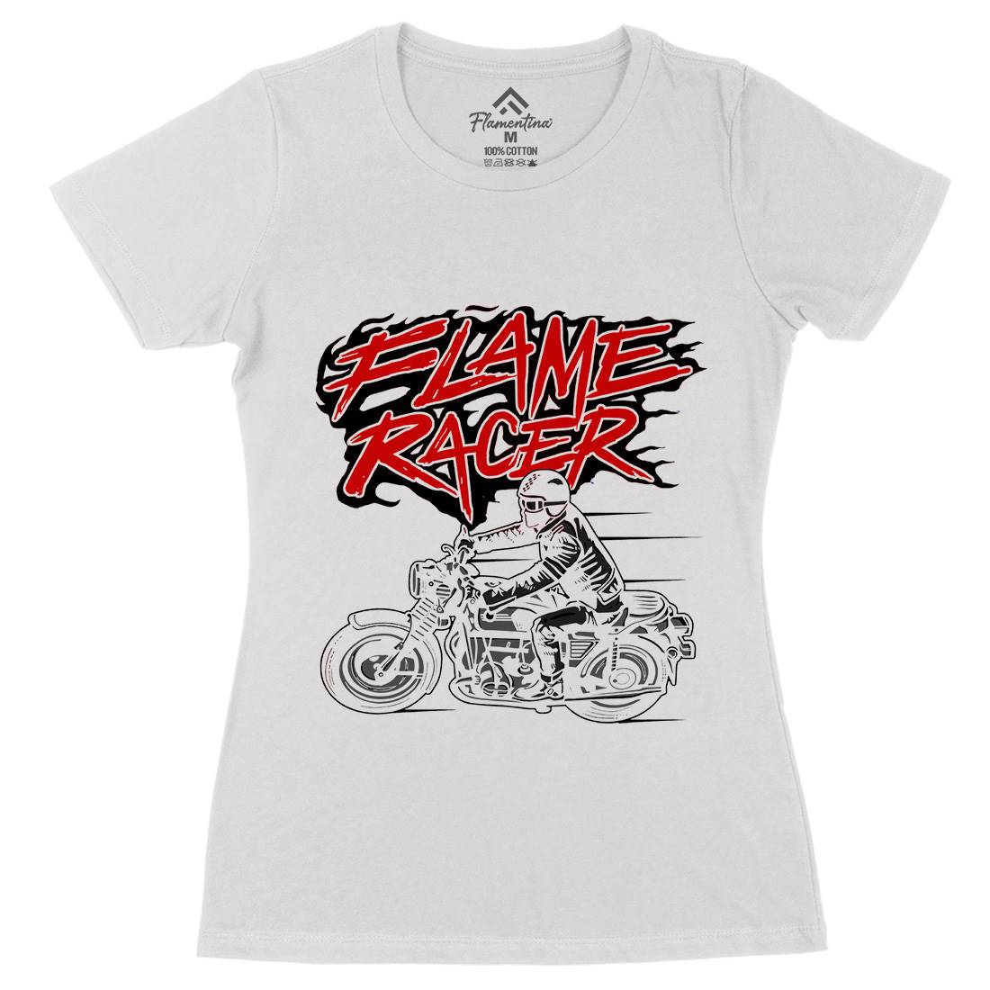 Flame Racer Womens Organic Crew Neck T-Shirt Motorcycles A530