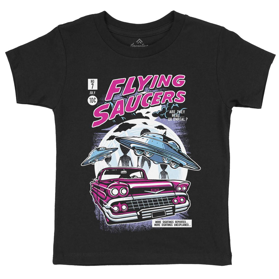 Flying Saucers Kids Crew Neck T-Shirt Space A531