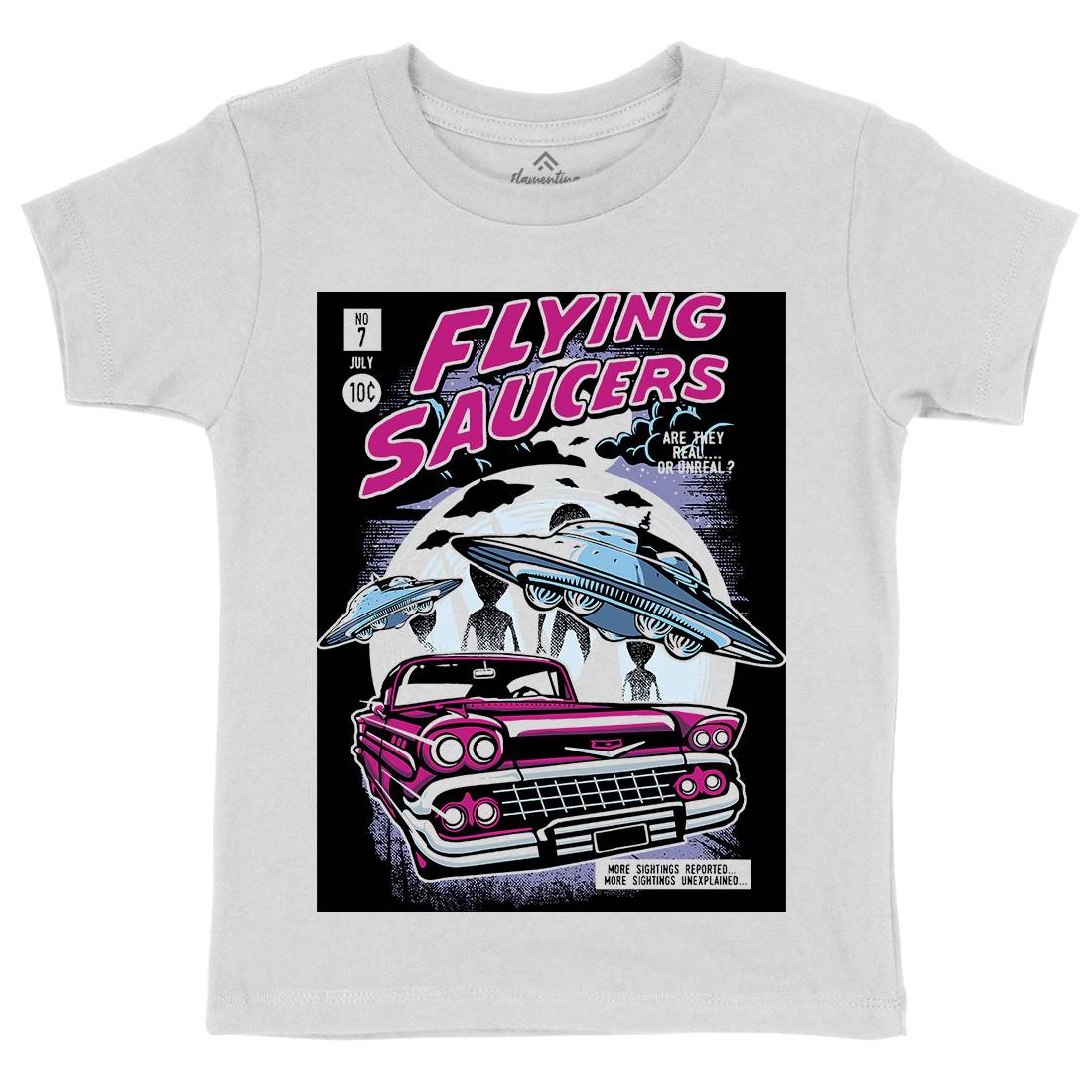 Flying Saucers Kids Crew Neck T-Shirt Space A531