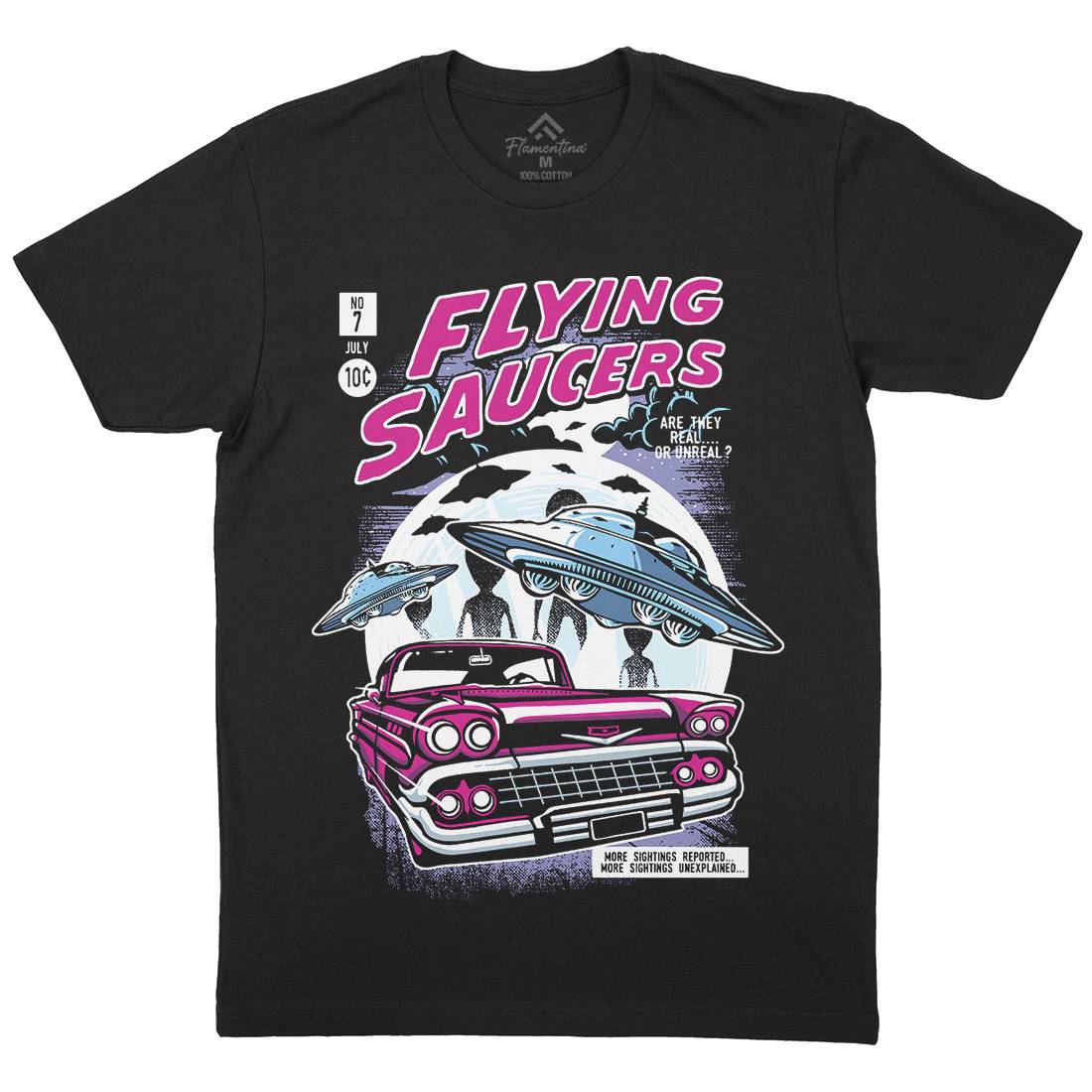 Flying Saucers Mens Crew Neck T-Shirt Space A531