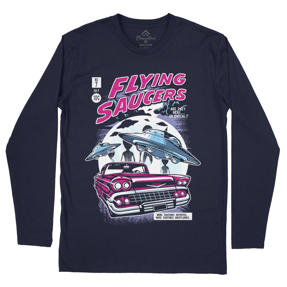 Flying Saucers Mens Long Sleeve T-Shirt Space A531