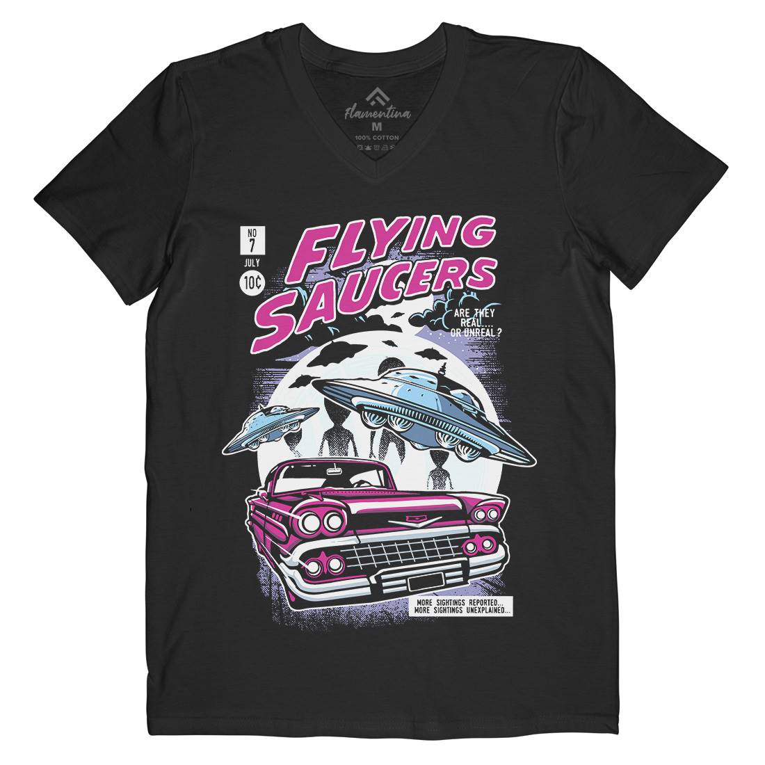 Flying Saucers Mens V-Neck T-Shirt Space A531