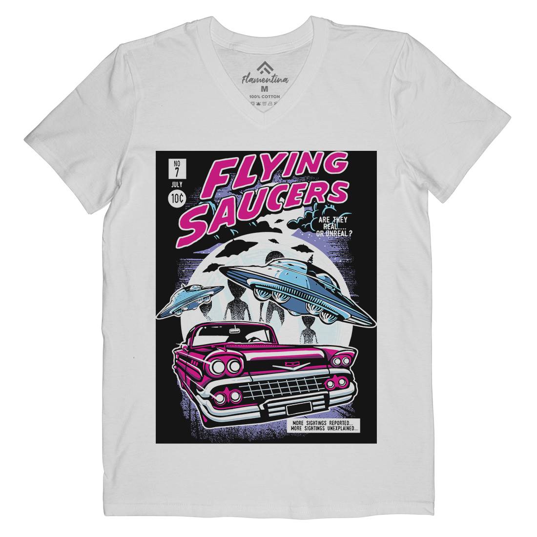 Flying Saucers Mens V-Neck T-Shirt Space A531