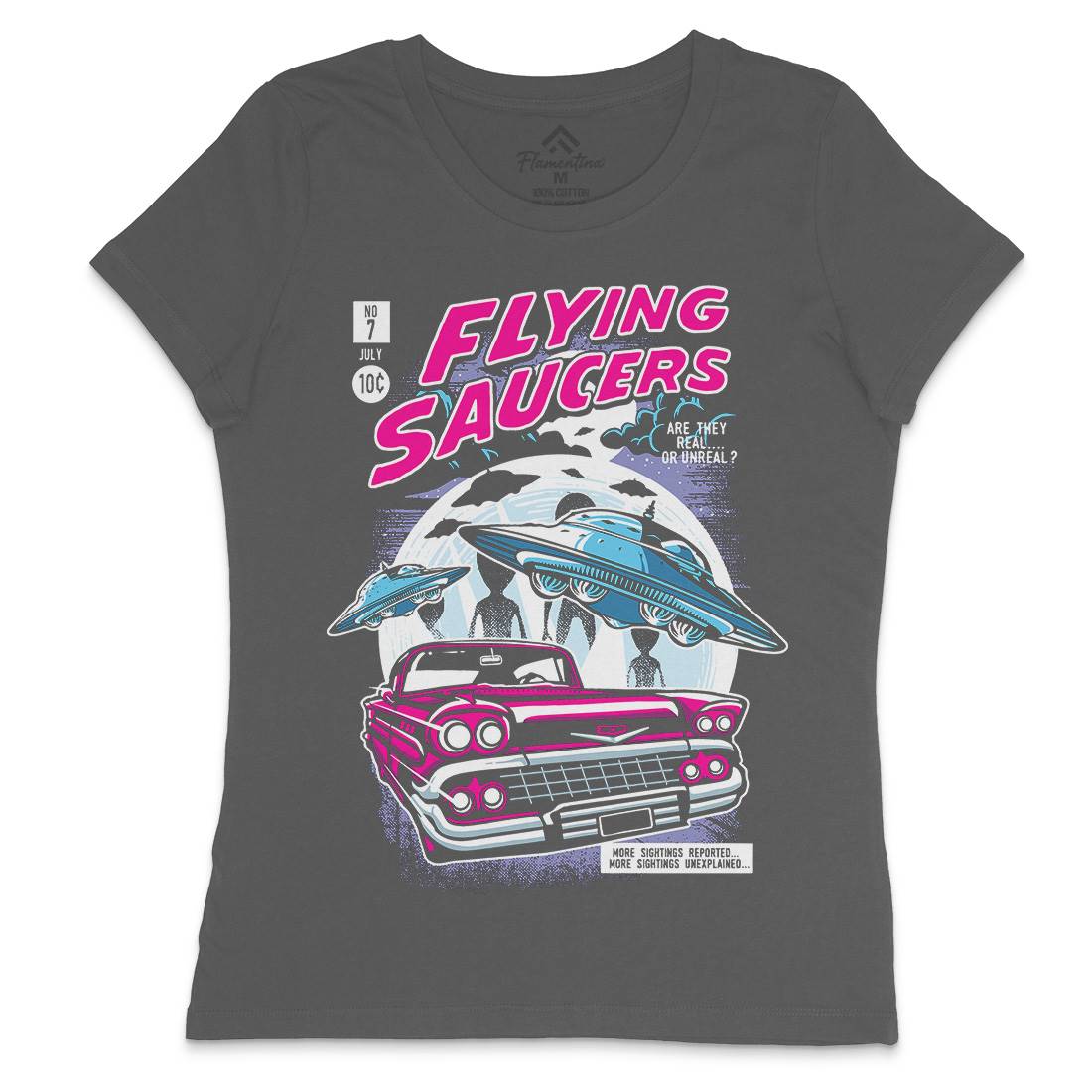 Flying Saucers Womens Crew Neck T-Shirt Space A531