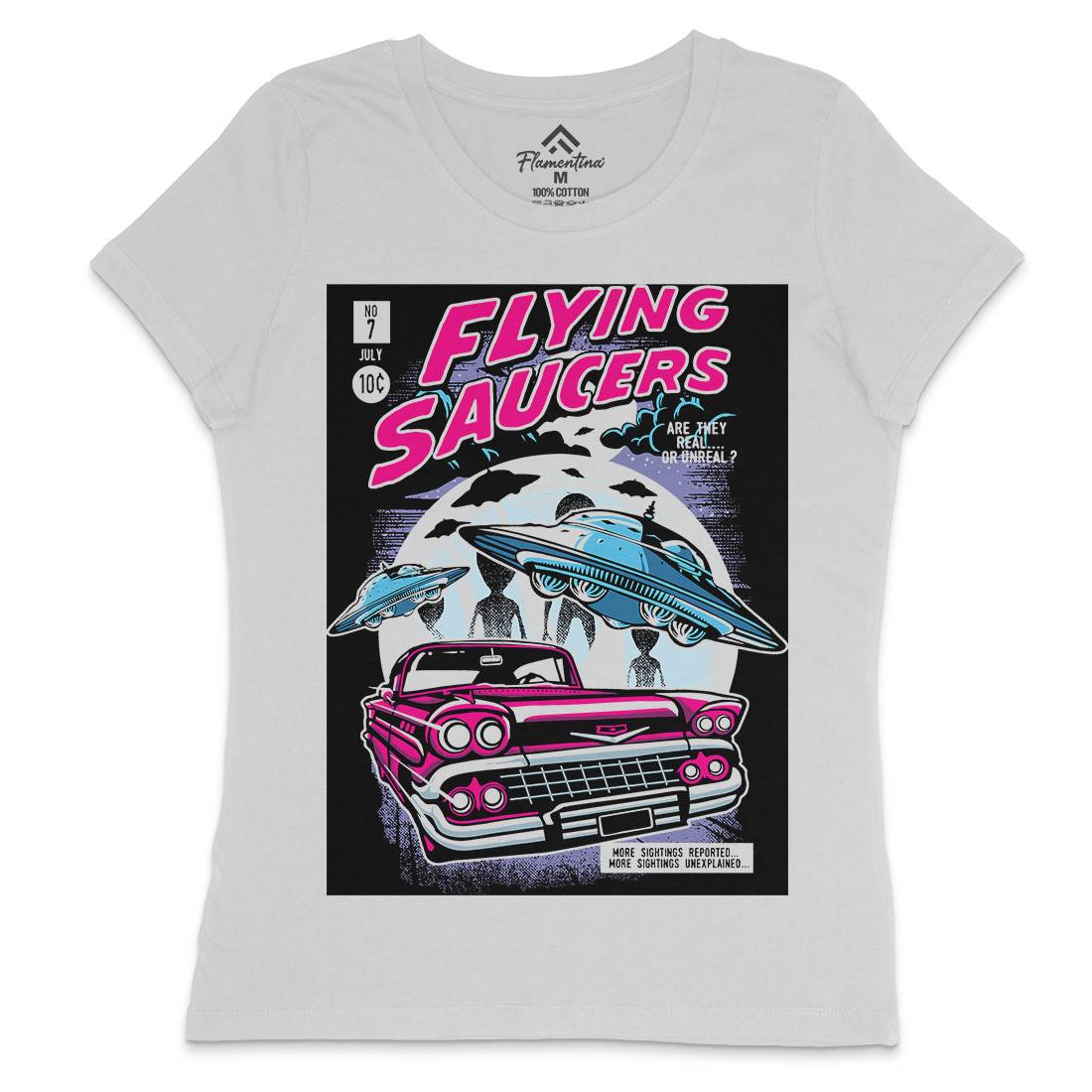 Flying Saucers Womens Crew Neck T-Shirt Space A531