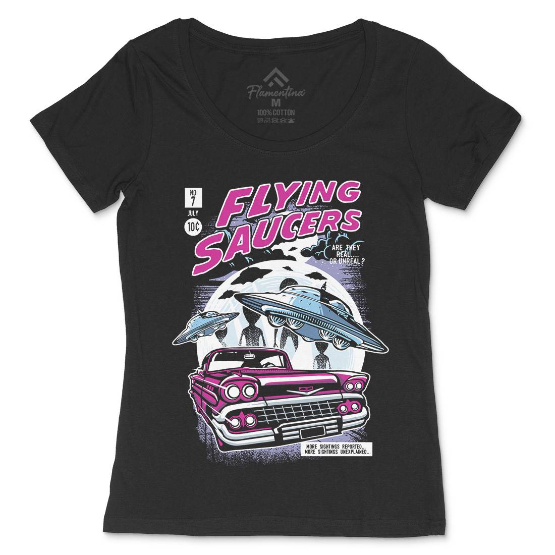 Flying Saucers Womens Scoop Neck T-Shirt Space A531
