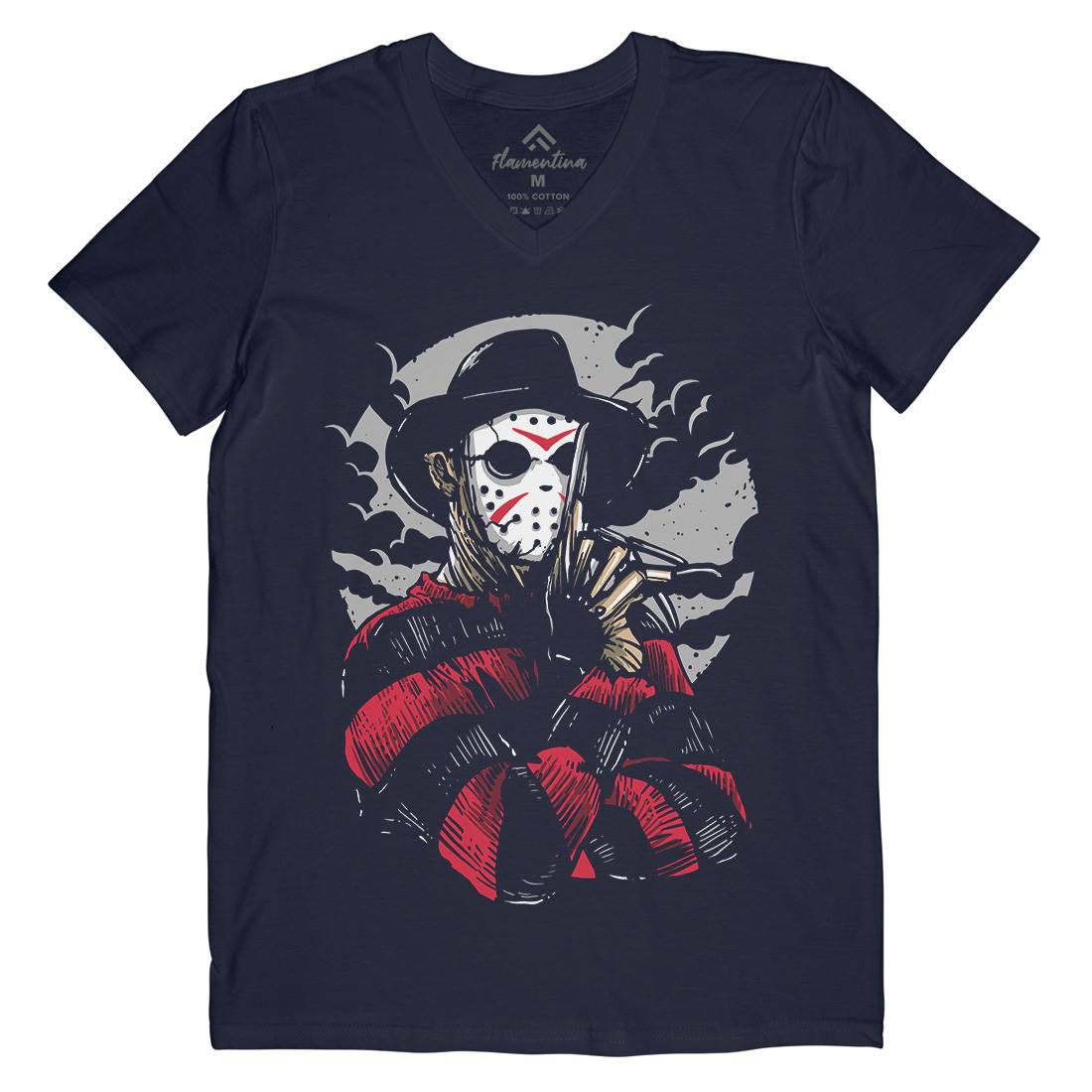 Freddy Mens Organic V-Neck T-Shirt Horror A532