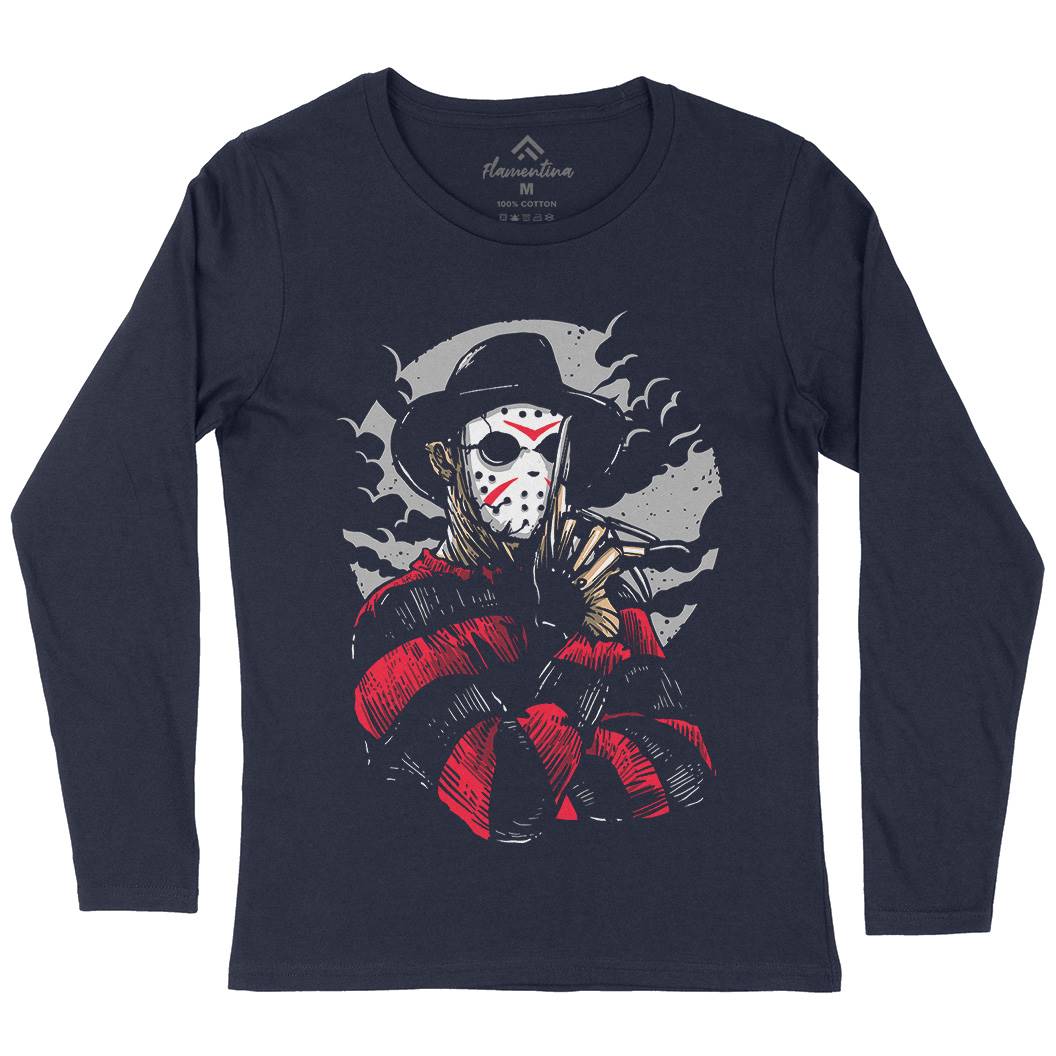 Freddy Womens Long Sleeve T-Shirt Horror A532