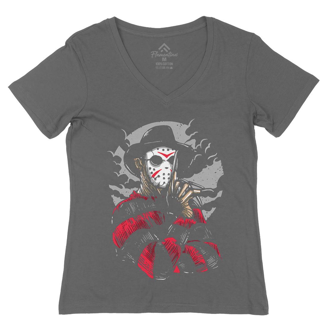 Freddy Womens Organic V-Neck T-Shirt Horror A532