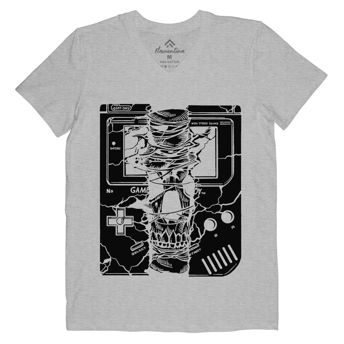 Game Skull Mens Organic V-Neck T-Shirt Geek A533