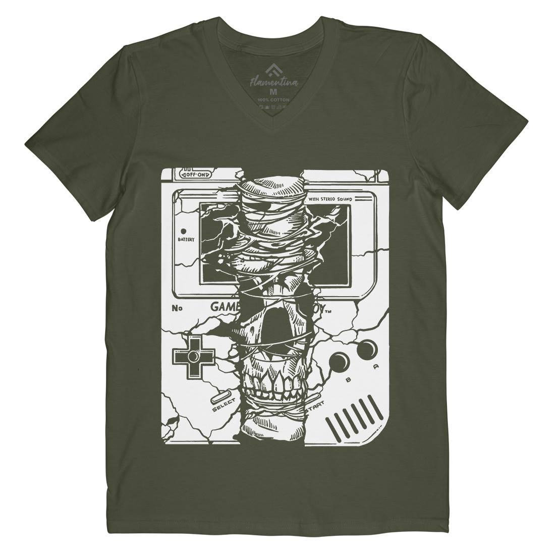 Game Skull Mens Organic V-Neck T-Shirt Geek A533