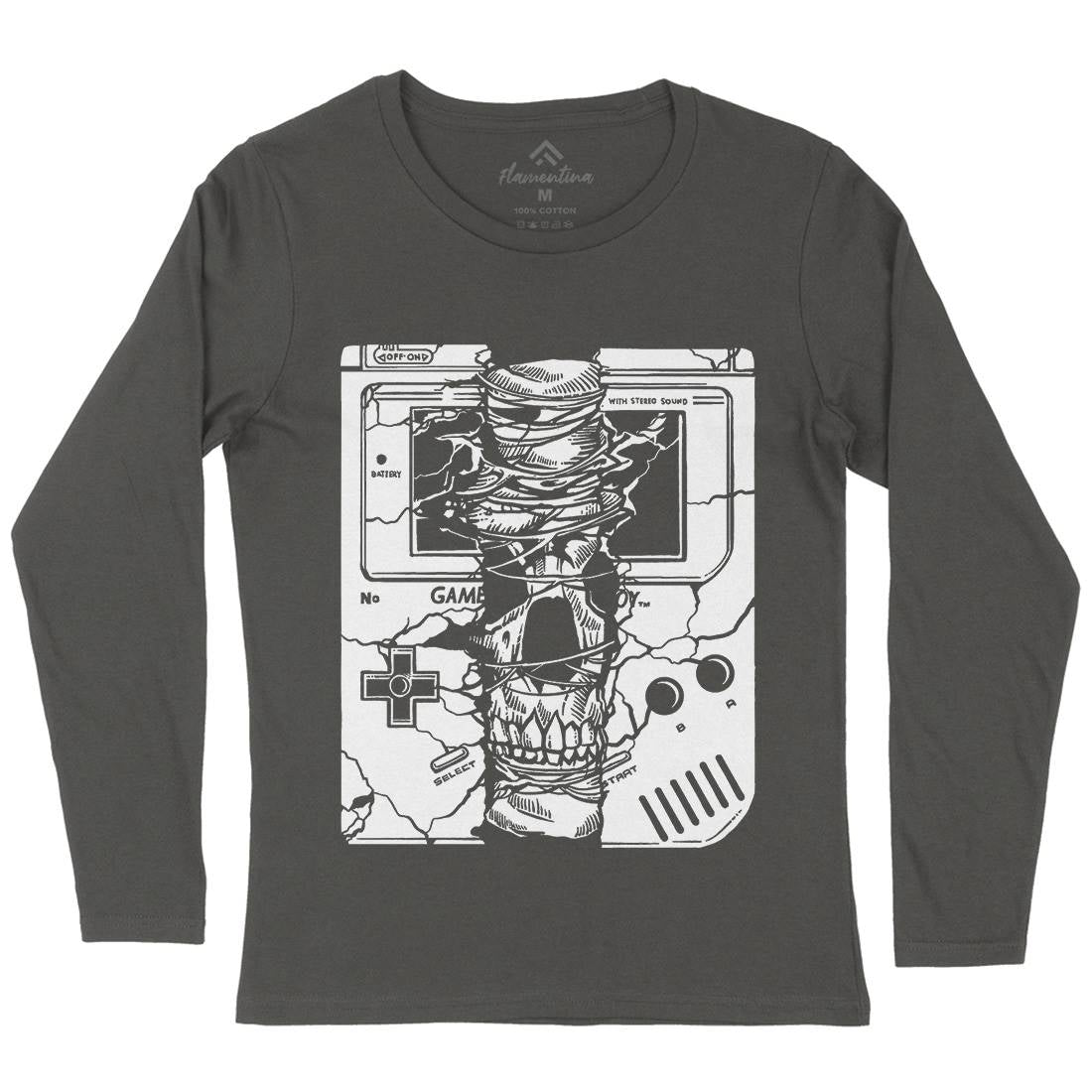 Game Skull Womens Long Sleeve T-Shirt Geek A533