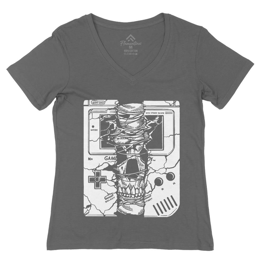 Game Skull Womens Organic V-Neck T-Shirt Geek A533