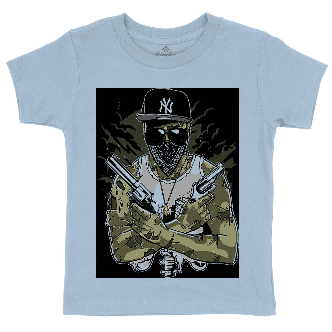 Gangster Zombie Kids Organic Crew Neck T-Shirt Horror A534