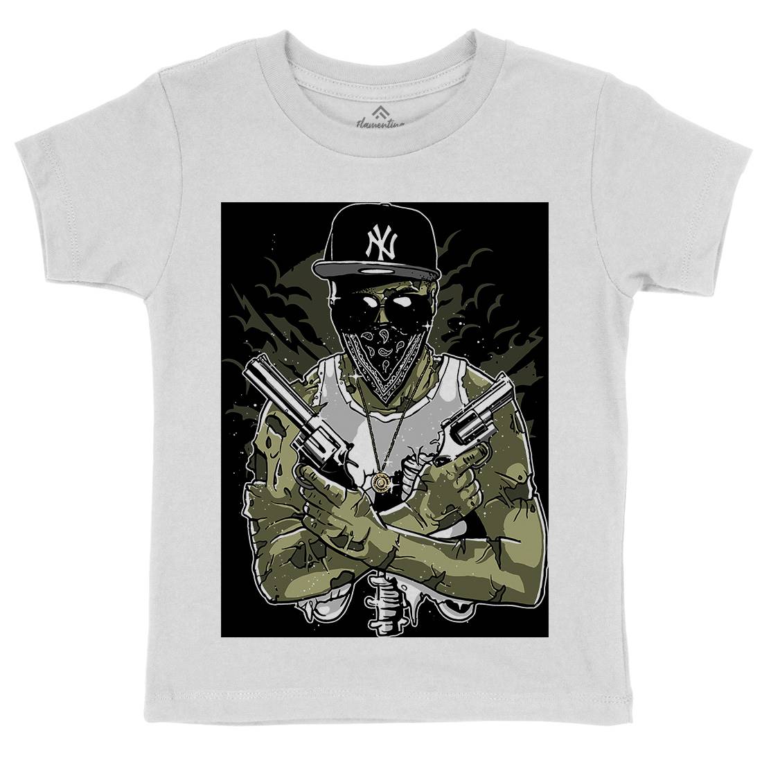 Gangster Zombie Kids Organic Crew Neck T-Shirt Horror A534