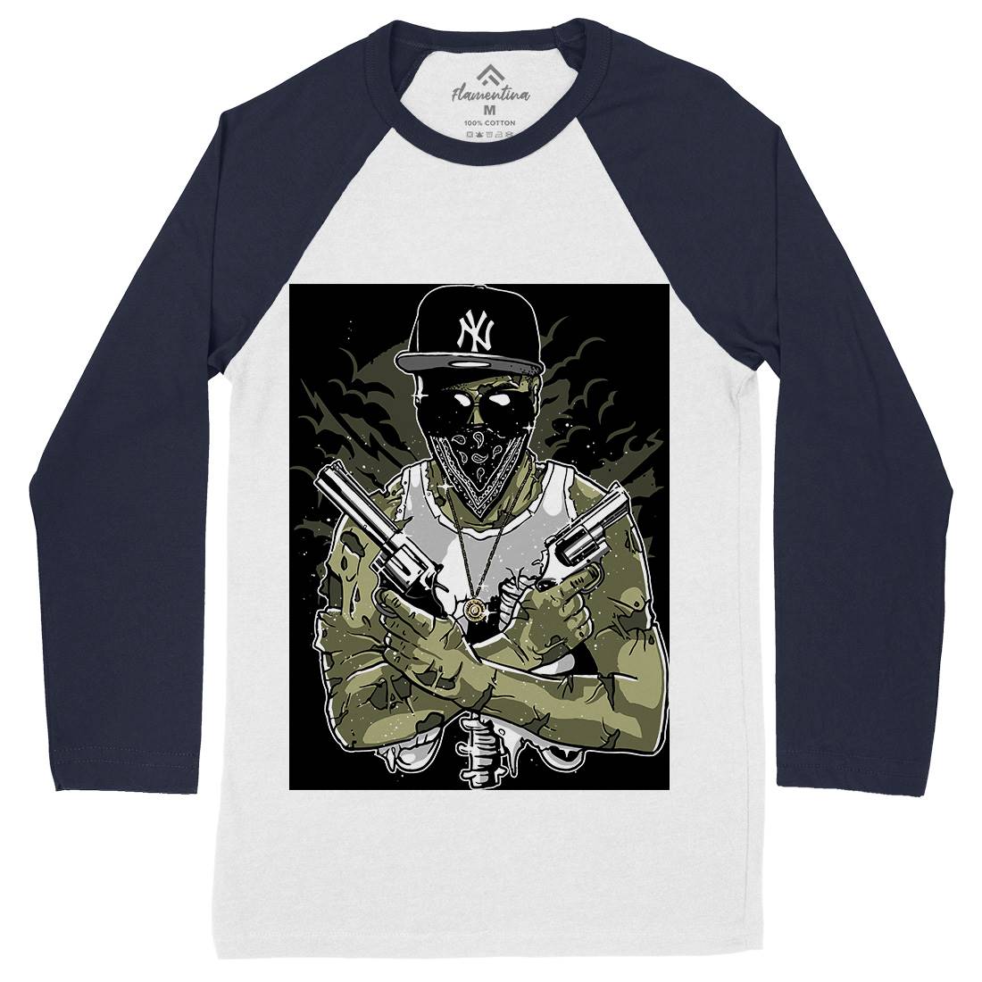 Gangster Zombie Mens Long Sleeve Baseball T-Shirt Horror A534