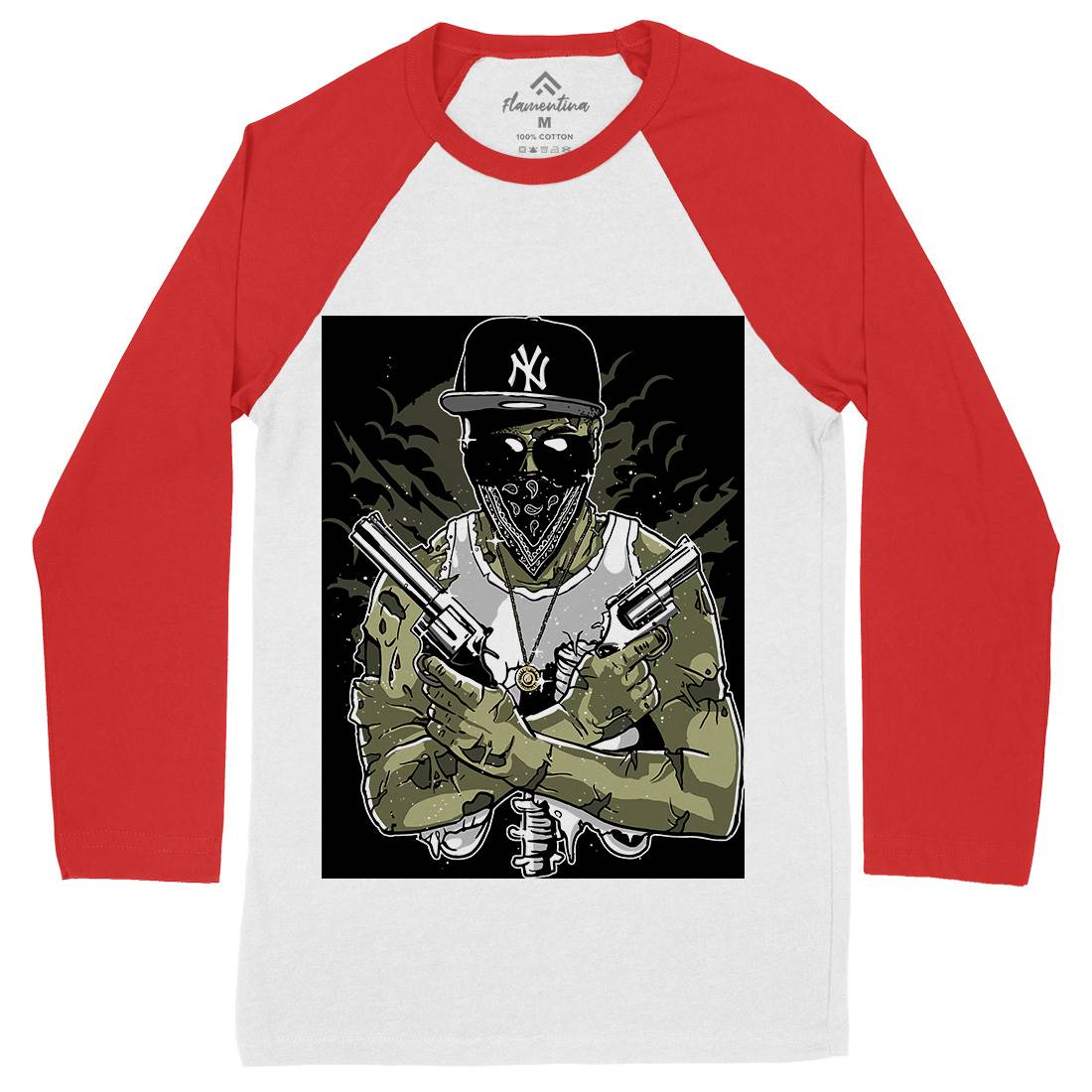 Gangster Zombie Mens Long Sleeve Baseball T-Shirt Horror A534