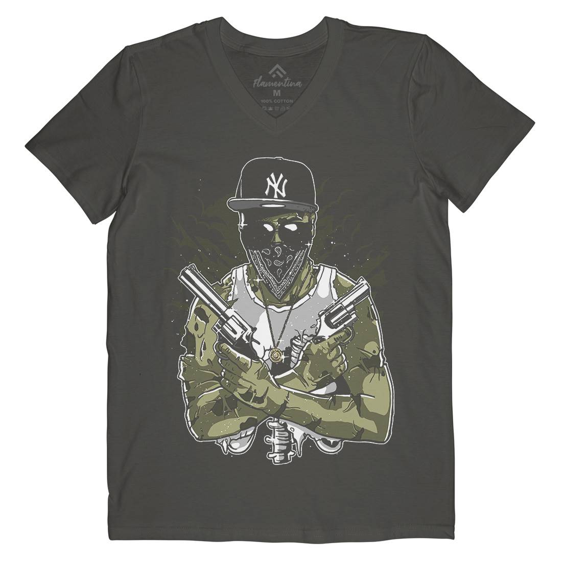 Gangster Zombie Mens V-Neck T-Shirt Horror A534