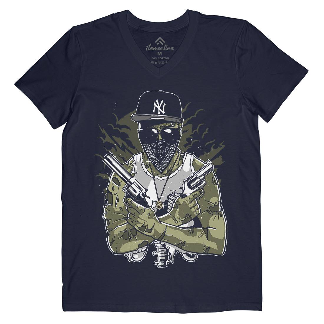 Gangster Zombie Mens V-Neck T-Shirt Horror A534